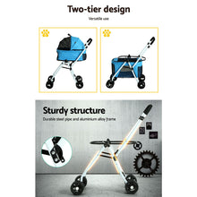 Load image into Gallery viewer, Pet Stroller Dog Pram Large Cat Carrier Travel Foldable 4 Wheels Double
