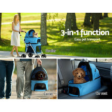 Load image into Gallery viewer, Pet Stroller Dog Pram Large Cat Carrier Travel Foldable 4 Wheels Double
