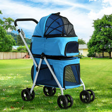 Load image into Gallery viewer, Pet Stroller Dog Pram Large Cat Carrier Travel Foldable 4 Wheels Double
