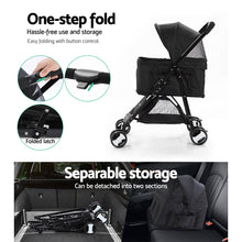 Load image into Gallery viewer, Pet Pet Stroller Dog Carrier Foldable Pram 3 IN 1 Middle Size Black
