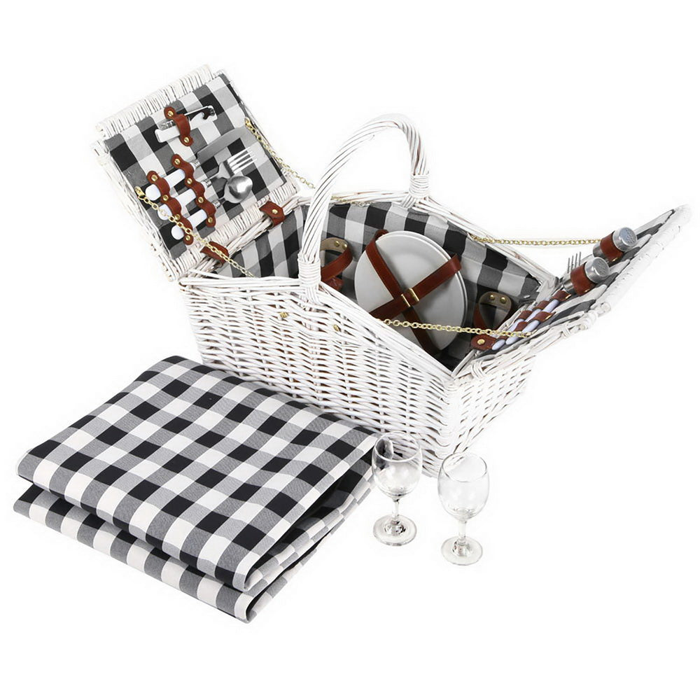 Alfresco 2 Person Picnic Basket Vintage Baskets Outdoor Insulated Blanket