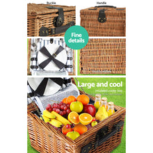 Load image into Gallery viewer, Alfresco 2 Person Picnic Basket Set Baskets Vintage Outdoor Insulated Blanket
