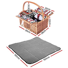 Load image into Gallery viewer, Alfresco 4 Person Picnic Basket Set Basket Outdoor Insulated Blanket Deluxe
