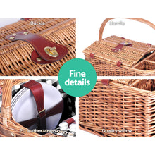 Load image into Gallery viewer, Alfresco 4 Person Picnic Basket Set Basket Outdoor Insulated Blanket Deluxe
