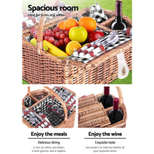 Load image into Gallery viewer, Alfresco 4 Person Picnic Basket Set Basket Outdoor Insulated Blanket Deluxe
