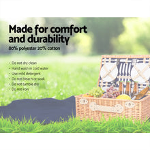 Load image into Gallery viewer, Alfresco 4 Person Picnic Basket Wicker Set Baskets Outdoor Insulated Blanket Navy
