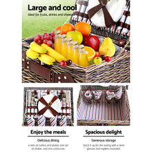 Load image into Gallery viewer, Alfresco 4 Person Picnic Basket Baskets Deluxe Outdoor Corporate Gift Blanket
