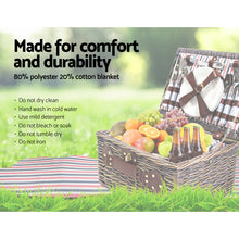 Load image into Gallery viewer, Alfresco 4 Person Picnic Basket Baskets Deluxe Outdoor Corporate Gift Blanket
