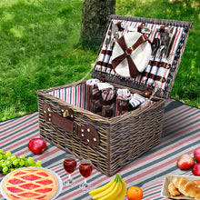 Load image into Gallery viewer, Alfresco 4 Person Picnic Basket Baskets Deluxe Outdoor Corporate Gift Blanket
