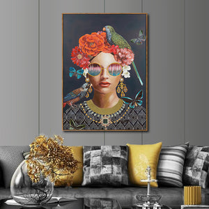 Wall art canvas framed print 60 x 90 cm Floral Dahlia