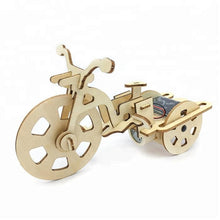Load image into Gallery viewer, Model kit Tricycle bike with solar power and motor 3D Ply Wood -craft kit- ages 3+
