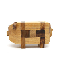 Load image into Gallery viewer, Brainteaser Puzzle Pig animal 3D wooden brain teaser puzzle-take apart and try put all pieces back again.
