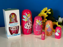 Load image into Gallery viewer, Pink Princess Fairy Wooden nesting dolls 5 pcs in box
