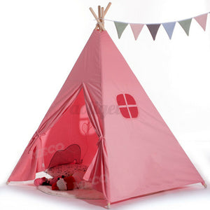 Teepee canvas Wigwam Tent Cubby House Larger for kids indoor -Pink-LARGE 130cm Size