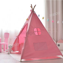 Load image into Gallery viewer, Teepee canvas Wigwam Tent Cubby House Larger for kids indoor -Pink-LARGE 130cm Size
