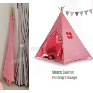 Teepee Tent Cubby House Larger for kids-Pink-130 cm Size