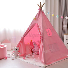 Load image into Gallery viewer, Teepee canvas Wigwam Tent Cubby House Larger for kids indoor -Pink-LARGE 130cm Size
