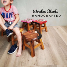 Load image into Gallery viewer, Kids Wooden Monkey Tails Table + 4 animal stools complete set -hand carved Timber Children Furniture.
