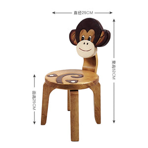 Children's hand crafted wood Chair With back rest Animal MONKEY Theme Children’s Chair and Toddlers Stepping Stool.