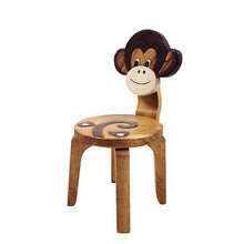 Load image into Gallery viewer, Children’s wooden chair Monkey themed with solid backrest
