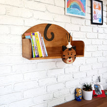 Load image into Gallery viewer, Wooden Wall Mounted Book Shelf CAT theme for children&#39;s room
