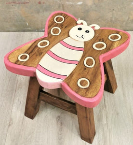 Kids Wooden Monkey Tails Table + 4 animal stools complete set -hand carved Timber Children Furniture.