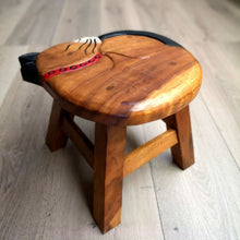 Load image into Gallery viewer, Kids Wooden LION Table + 2 animal stools complete set -hand carved Timber Children Furniture.
