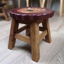 Load image into Gallery viewer, Kids Chair Wooden Stool Animal Lion Theme Children’s Chair and Toddlers Stepping Stool.
