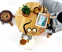 Load image into Gallery viewer, Kids Wooden Mixed animal tails Table  - hand carved Timber Children Furniture
