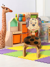 Load image into Gallery viewer, Children&#39;s Wooden Puppy Dog Chair Toddlers Sitting Chair with supporting strong backrest
