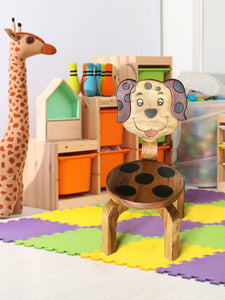 Children's Wooden Puppy Dog Chair Toddlers Sitting Chair with supporting strong backrest