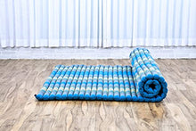 Load image into Gallery viewer, Thai kapok cushion Day bed Roll Out Mattress Foldout Mat relaxation, day bed, camping or Yoga Matt Natural Kapok Filled_ 80 x 200 cm BLUE
