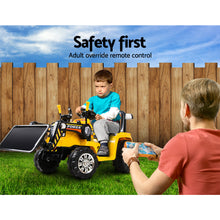 Load image into Gallery viewer, Ride On Bulldozer Digger Electric Car Yellow for kids 3+ years old  and parental remote
