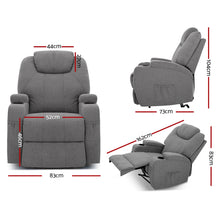 Load image into Gallery viewer, Artiss Recliner Chair Electric Massage Chairs Heated Lounge Sofa Fabric Grey
