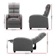 Load image into Gallery viewer, Artiss Luxury Recliner Chair Chairs Lounge Armchair Sofa Fabric Cover Grey
