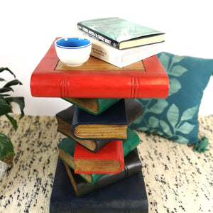 Side Table, corner Stool, Plant Stand Raintree Wood Natural Finish-Book Stack-Colour finish..