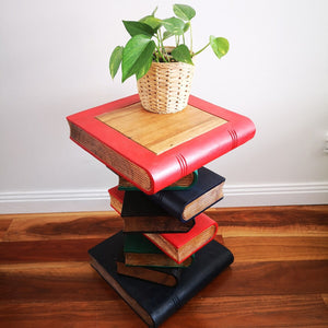 Side Table, corner Stool, Plant Stand Raintree Wood Natural Finish-Book Stack