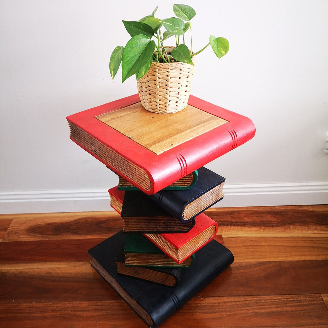 Side Table, corner Stool, Plant Stand Raintree Wood Natural Finish-Book Stack