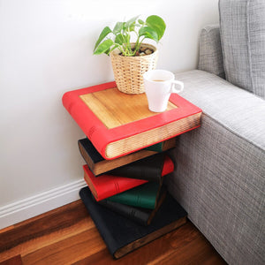 Side Table, corner Stool, Plant Stand Raintree Wood Natural Finish-Book Stack