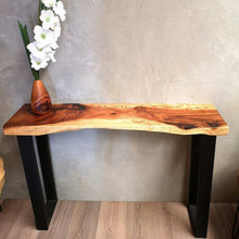 Load image into Gallery viewer, Console Table, Hallway Table Raintree Wood 1 Meter 100cm from 1 piece solid wood-square metal legs

