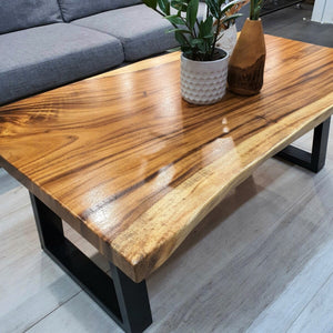 Coffee Table 1.2m Hand carved from Acacia tree (Raintree Wood)-"Rockley" design