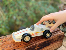 Load image into Gallery viewer, Wooden kids racing car white-20 cm long
