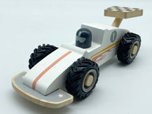 Load image into Gallery viewer, Wooden kids racing car white-20 cm long
