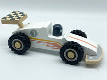 Load image into Gallery viewer, Wooden kids racing car white-20 cm long
