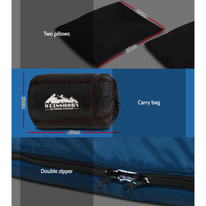 Weisshorn Sleeping Bag Bags Double Camping Hiking -10°C to 15°C Tent Winter Thermal Navy.