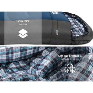 Weisshorn Sleeping Bag Bags Single Camping Hiking -20°C to 10°C Tent Winter Thermal Navy.