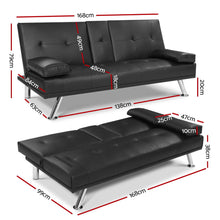 Load image into Gallery viewer, Artiss Sofa Bed Lounge Futon Couch 3 Seater Leather Cup Holder Recliner
