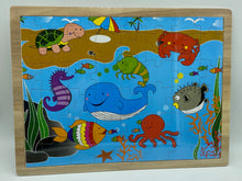 Load image into Gallery viewer, Wooden toddlers kids large format marine life oceans puzzle
