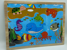 Load image into Gallery viewer, Wooden toddlers kids large format marine life oceans puzzle
