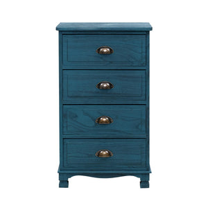 Artiss Bedside Tables Drawers Cabinet Vintage 4 Chest of Drawers Blue Nightstand